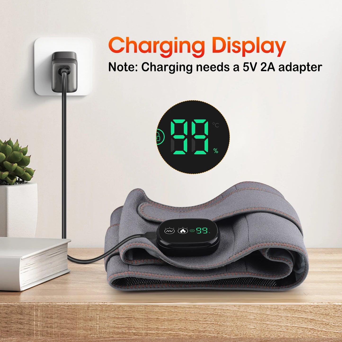 Infrared Heating Waist Massager Electric Belt Vibration USB Charge Red Light Hot Compress Lumbar Back Support Brace Pain Relief