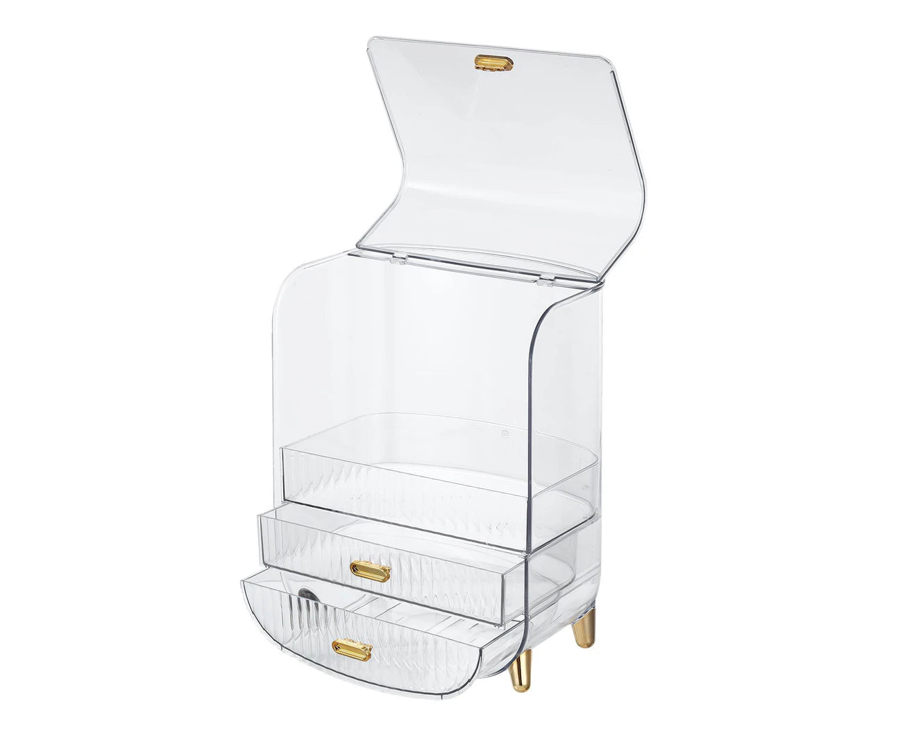 Makeup Storage Organiser Cosmetics Case Large Holder Jewellery Box Vanity Drawers Organizer Stand Transparent Portable 28.5X19X36Cm