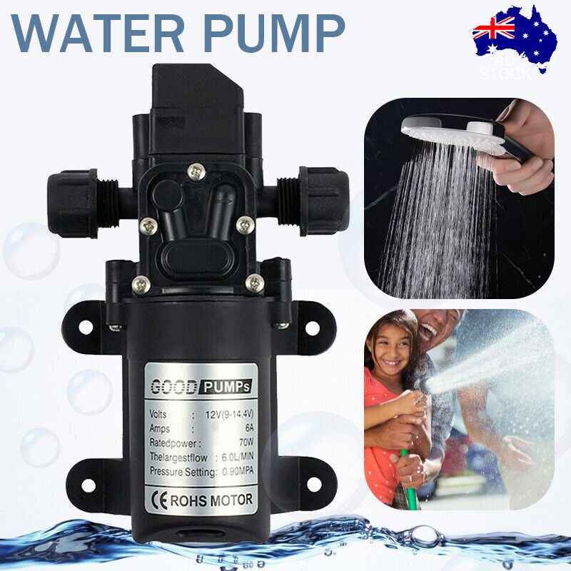 12V Water Pump 6Lpm 70W Self-Priming Caravan Camping Boat 130PSI FAST SHIPPING