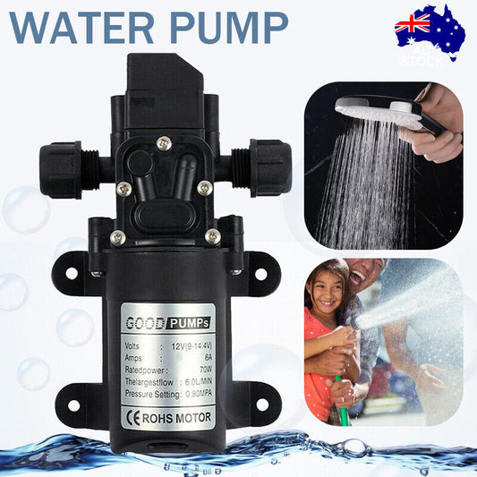 12V Water Pump 6Lpm 70W Self-Priming Caravan Camping Boat 130PSI FAST SHIPPING