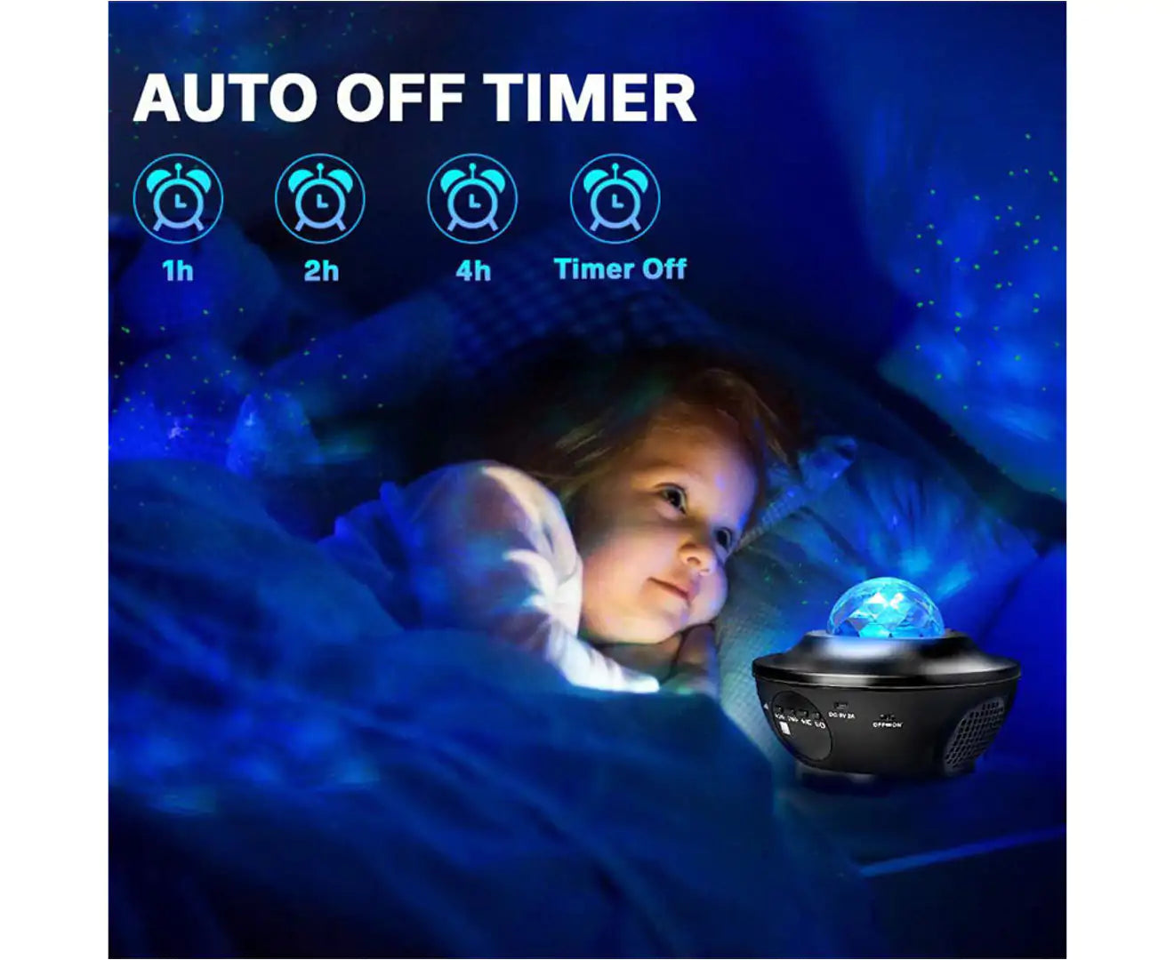 3 in 1 Galaxy Projector with LED Nebula Cloud/Moving Ocean Wave Night Light for Kid Baby, Built-In Music Speaker Voice Control