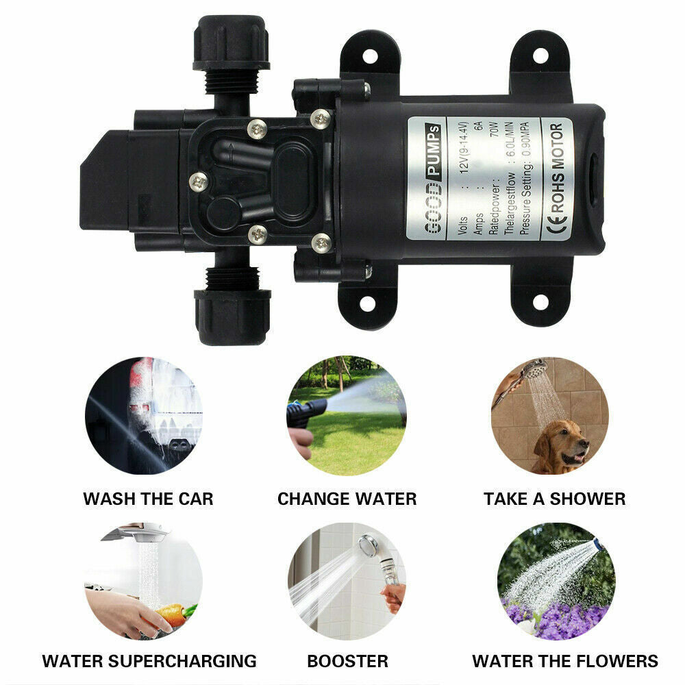 12V Water Pump 6Lpm 70W Self-Priming Caravan Camping Boat 130PSI FAST SHIPPING