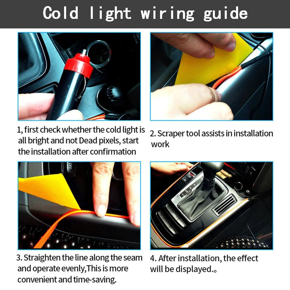 Car Interior Lights Ambient Lights 1M 3M 5M LED Flexible Neon Lighting String Lights for Car Interior Dashboard Door Decoration