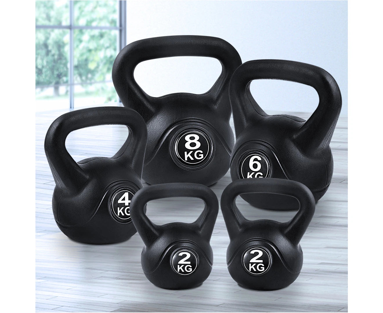 Everfit 22Kg Kettlebell Set Weight Lifting Kettlebells Bench Dumbbells Gym Home