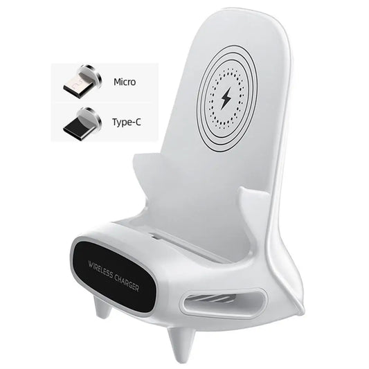 Multifunctional Portable Mini Chair Sound Desk Creative Mobile Phone Holder 15W Fast Charge Wireless Charger Office Desk Stand