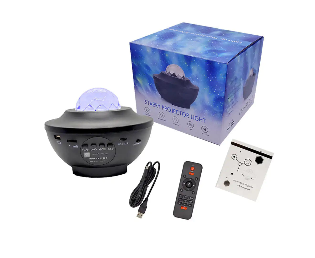 3 in 1 Galaxy Projector with LED Nebula Cloud/Moving Ocean Wave Night Light for Kid Baby, Built-In Music Speaker Voice Control