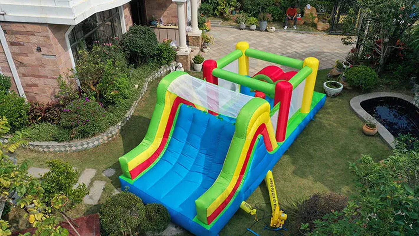 YARD Inflatable Bounce House 6.5*2.8*2.4M Bounce Castle Obstacle for Kids Inflatable Games Toys Slide Bouncer Jumping Trampoline