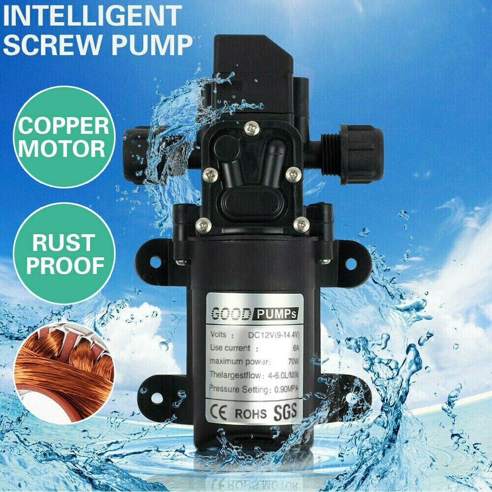 12V Water Pump 6Lpm 70W Self-Priming Caravan Camping Boat 130PSI FAST SHIPPING