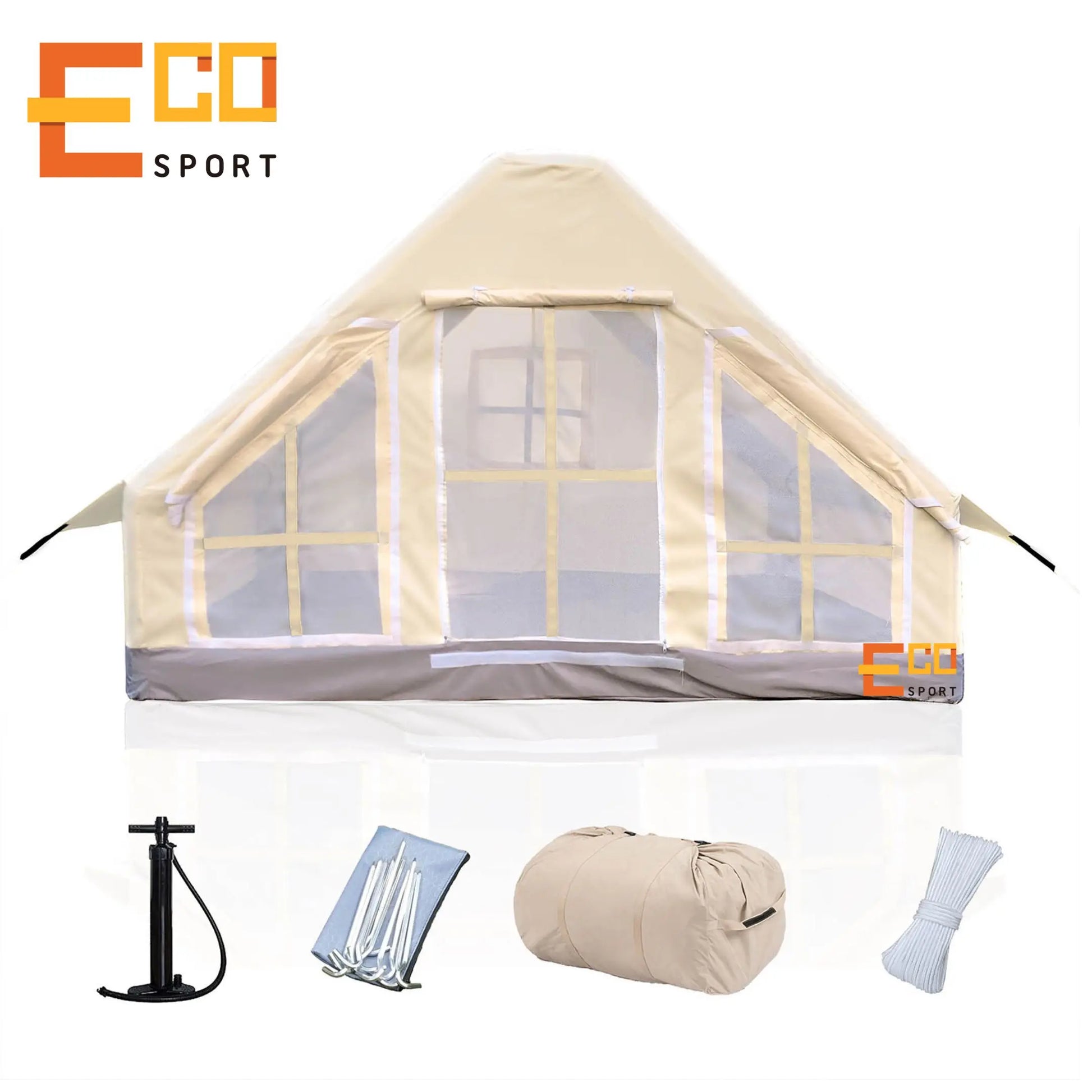 Desert Windproof Waterproof Inflatable Camping Bell Tent Outdoor Glamping House Inflatable Camping Tent