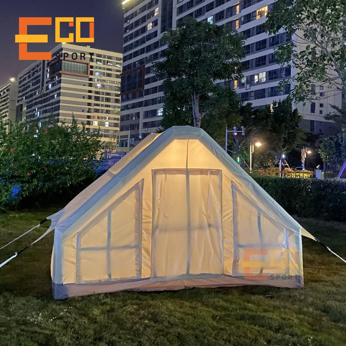 Desert Windproof Waterproof Inflatable Camping Bell Tent Outdoor Glamping House Inflatable Camping Tent