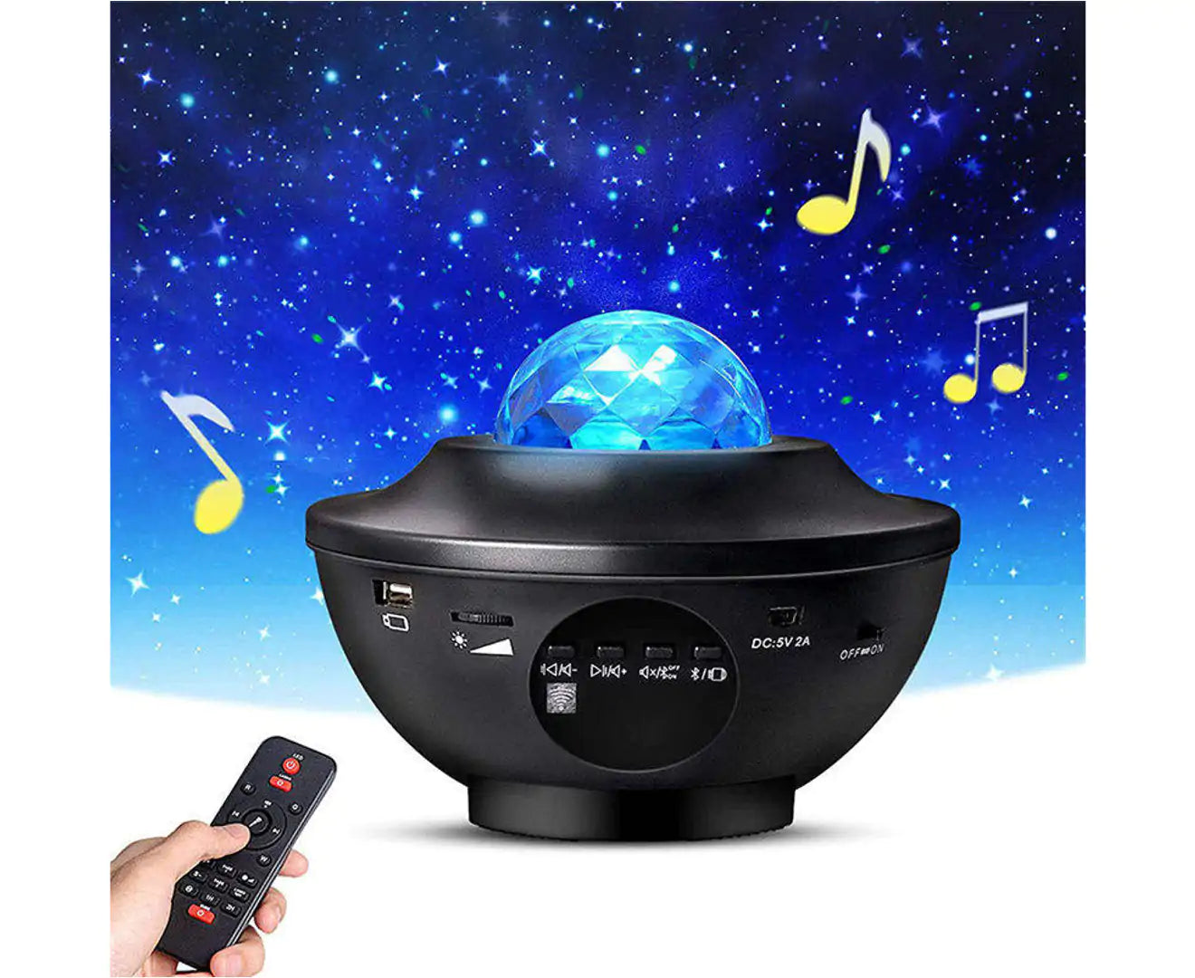 3 in 1 Galaxy Projector with LED Nebula Cloud/Moving Ocean Wave Night Light for Kid Baby, Built-In Music Speaker Voice Control