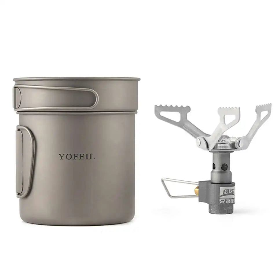 Camping Cookware Ultralight Titanium Frying Pan Bowl Cup Outdoor Camping Cooking Set High Quality Hiking Picnic Tableware