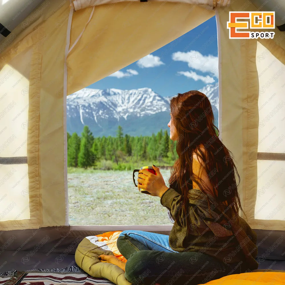 Desert Windproof Waterproof Inflatable Camping Bell Tent Outdoor Glamping House Inflatable Camping Tent